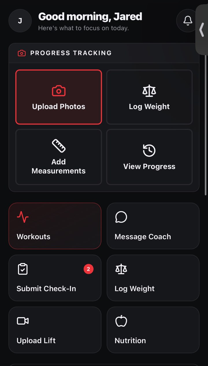 Dashboard — today's session and what's next