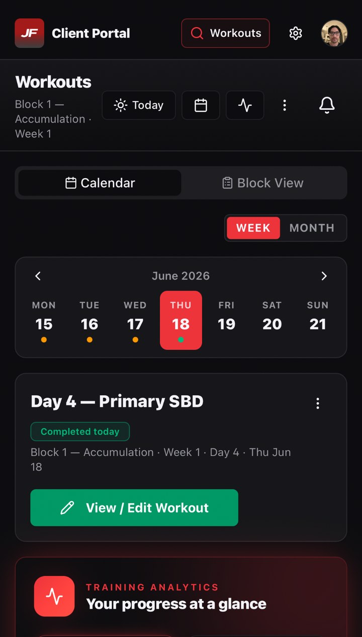 Logging — tap to log; last session auto-fills
